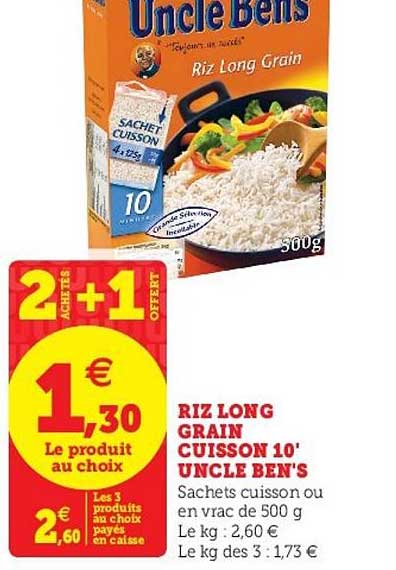 riz long grain cuisson 10' uncle ben's