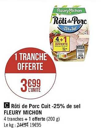 rôti de porc cuit -25% de sel fleury michon