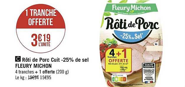 Rôti De Porc Cuit -25% De Sel Fleury Michon