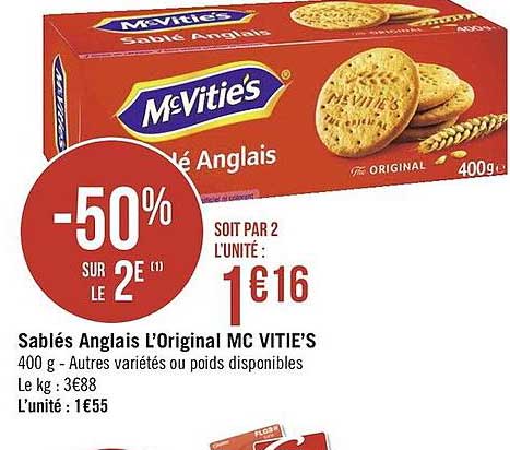 sablé anglais l'original mc vitie's