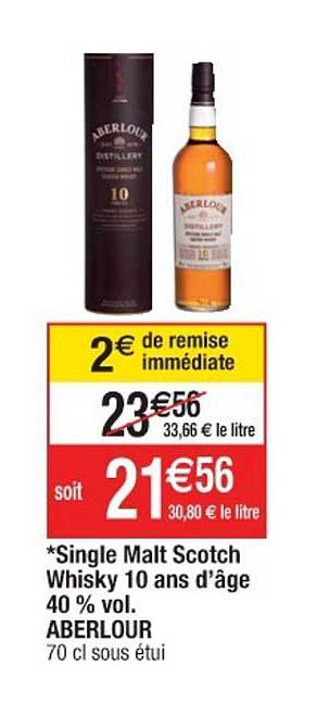 single malt scotch whisky 10 ans d'âge 40% vol. aberlour