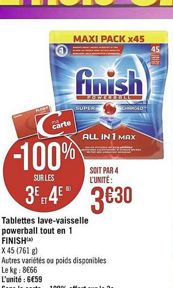 tablettes lave-vaisselle powerball tout en 1 finish