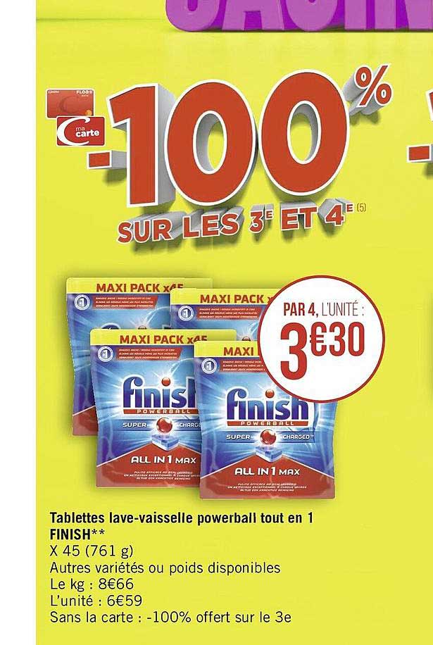 tablettes lave-vaisselle powerball tout en 1 finish