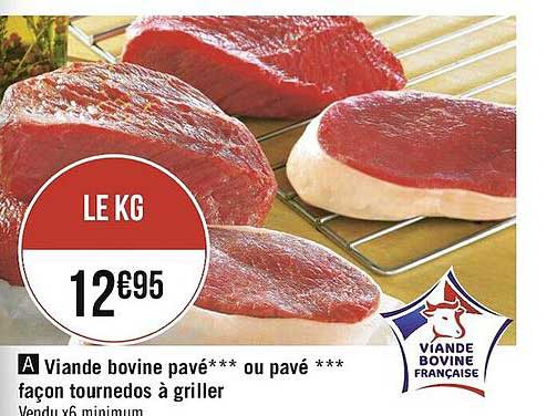 viande bovine pavé ou pavé façon tournedos à griller