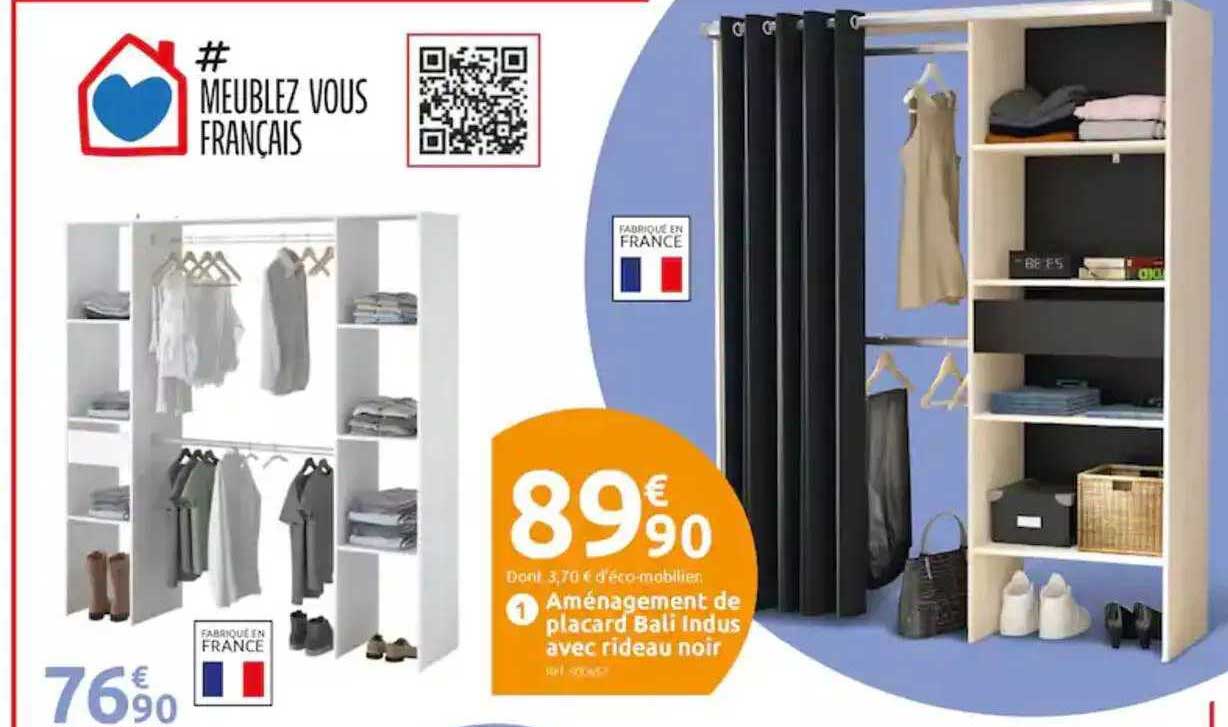 aménagement de placard bali indus avec rideau noir