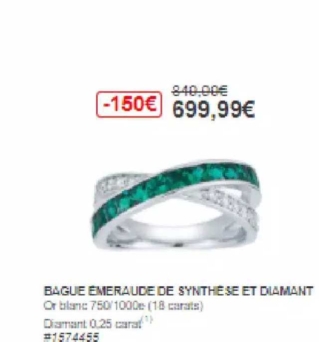 bague emeraude de synthèse et diamant