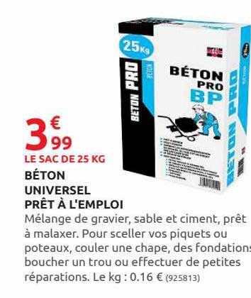 béton universel prêt à l'emploi