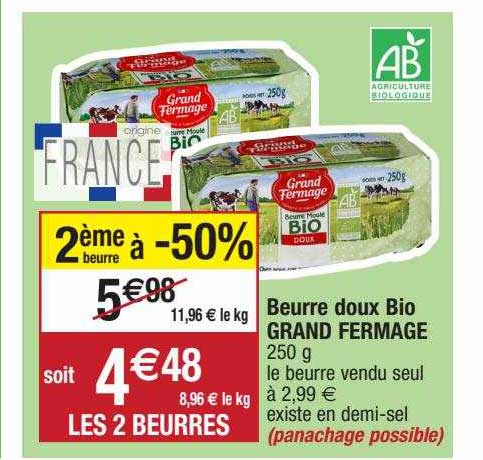 beurre doux bio grand fermage