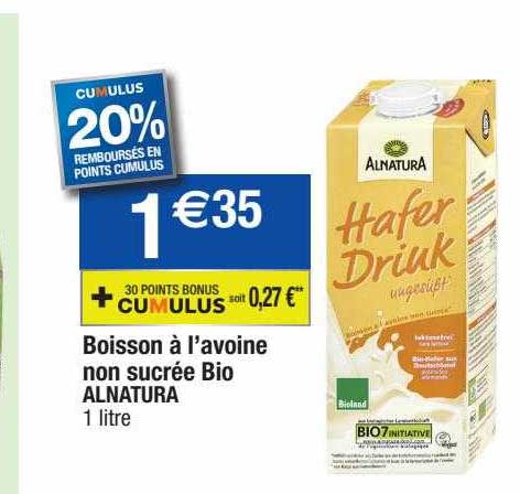 Boisson à L'avoine Non Sucrée Bio Alnatura