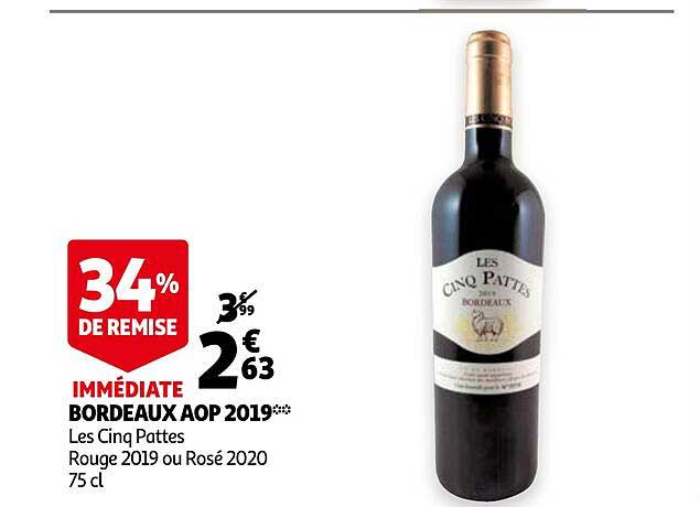 bordeaux aop 2019 les cinq pattes