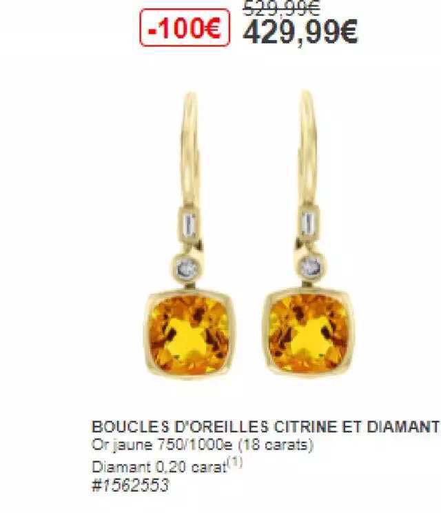 boucles d'oreilles citrine et diamant
