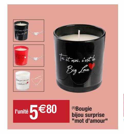 bougie bijou surprise "mot d'amour"