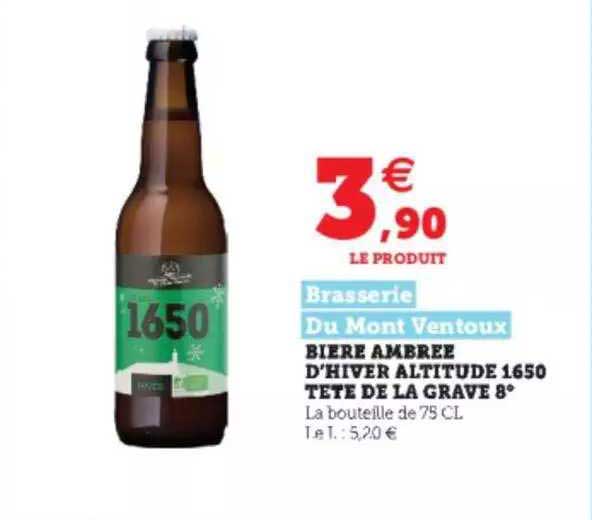 brasserie du mont ventoux bière ambrée d'hiver altitude 1650 tête de la grave 8°