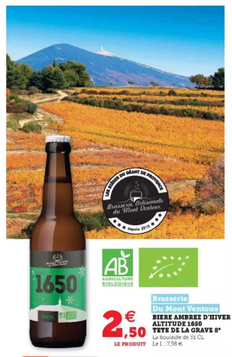 brasserie du mont ventoux bière ambrée d'hiver altitude 1650 tête de la grave 8°