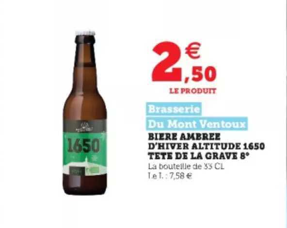 brasserie du mont ventoux bière ambrée d'hiver altitude 1650 tete de la grave 8°