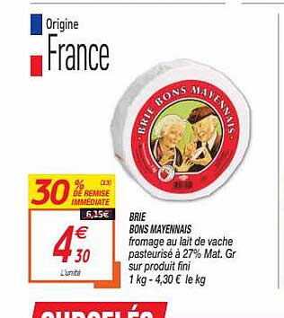 brie bons mayennais 30% de remise immédiate