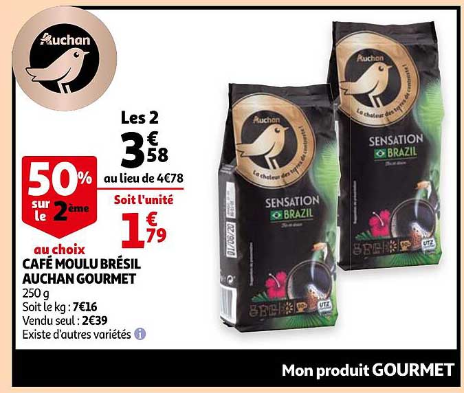 Café Moulu Brésil Auchan Gourmet
