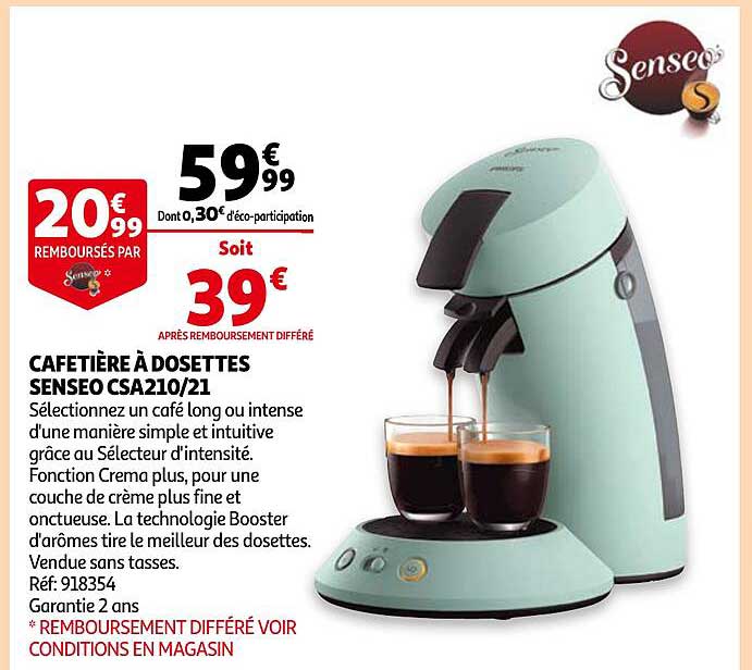 Cafetière à Dosettes Senseo Csa210-21