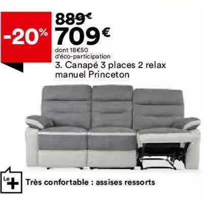 canapé 3 places 2 relax manuel princeton