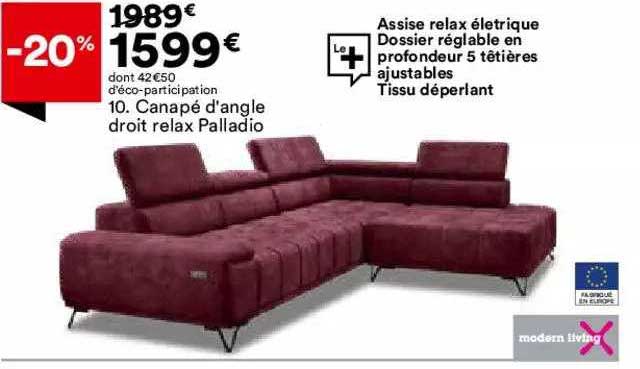 canapé droit relax palladio modern living