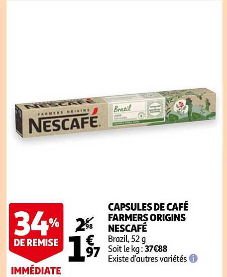 capsules de café farmers origins nescafé
