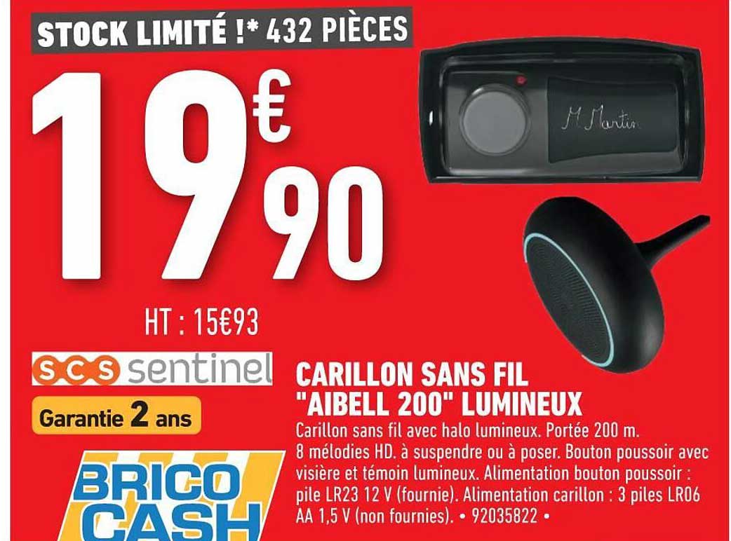 carillon san fil "aibell 200" lumineux sentinel