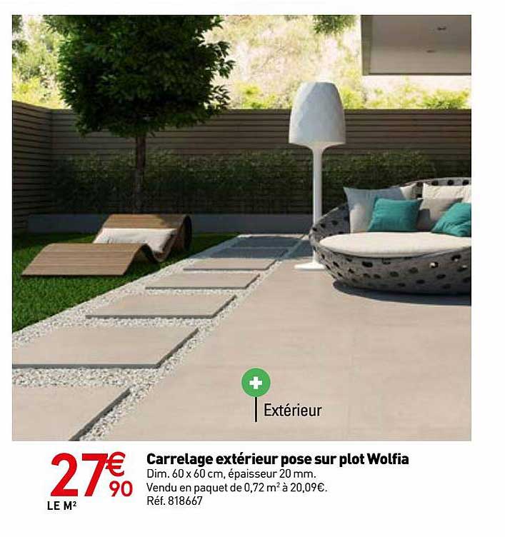 carrelage extérieur pose sur plot wolfia