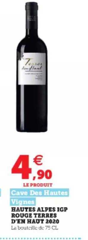 cave des hautes vignes hautes alpes igp rouge terres d'en haut 2020