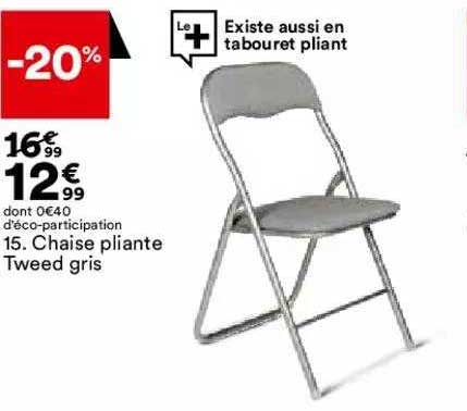 Chaise Pliante Tweed Gris