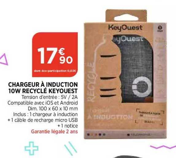 chargeur à induction 10w recyclé keyouest