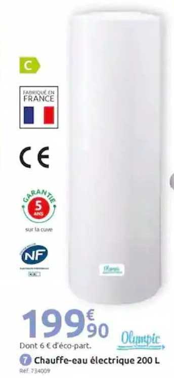 chauffe-eau électrique 200 l olympic