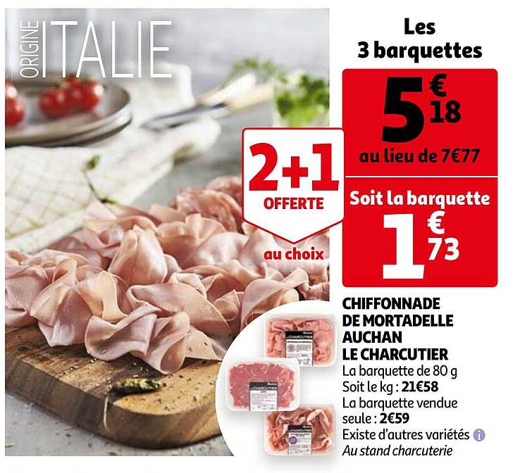 Chiffonnade De Mortadelle Auchan Le Charcutier