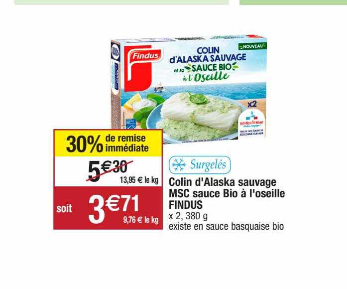 Colin D'alaska Sauvage Msc Sauce Bio à L'oseille Findus