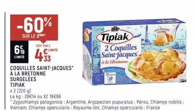 Coquilles Saint-jacques à La Bretonne Surgelées