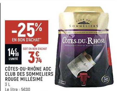 côtes-du-rhône aoc club des sommeliers rouge millésimé