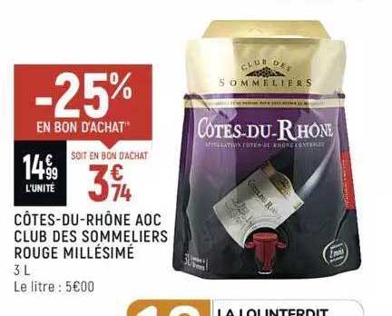 côtes-du-rhône aoc club des sommeliers rouge millésimé