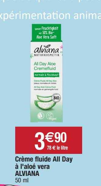crème fluide all day à l'aloé vera alviana