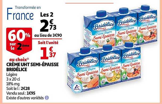 crème uht semi-épaisse bridélice