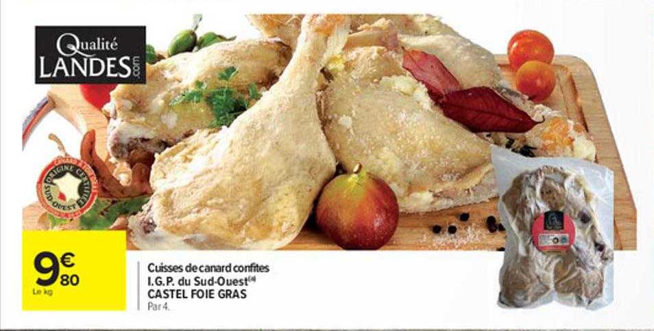 cuisses de canard confites i.g.p. du sud-ouest castel foie gras