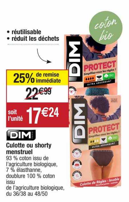 dim culotte ou shorty menstruel