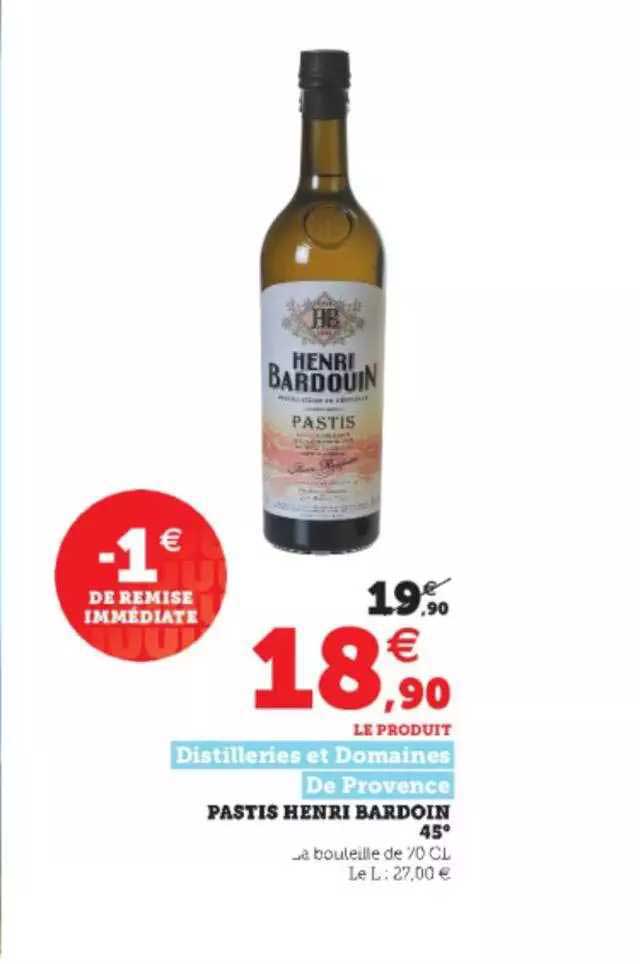 distilleries et domaines de provence pastis henri bardoin 45°