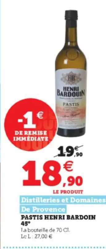 distilleries et domaines de provence pastis henri bardoin 45°