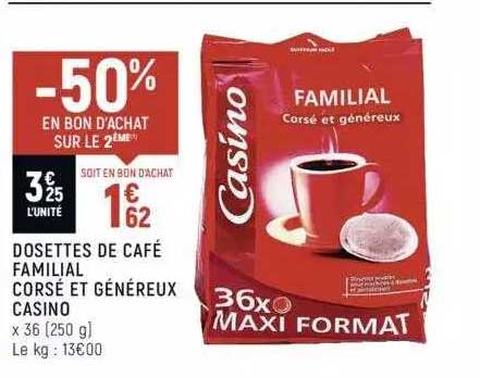 Dosettes De Café Familial Corsé Et Généreux Casino