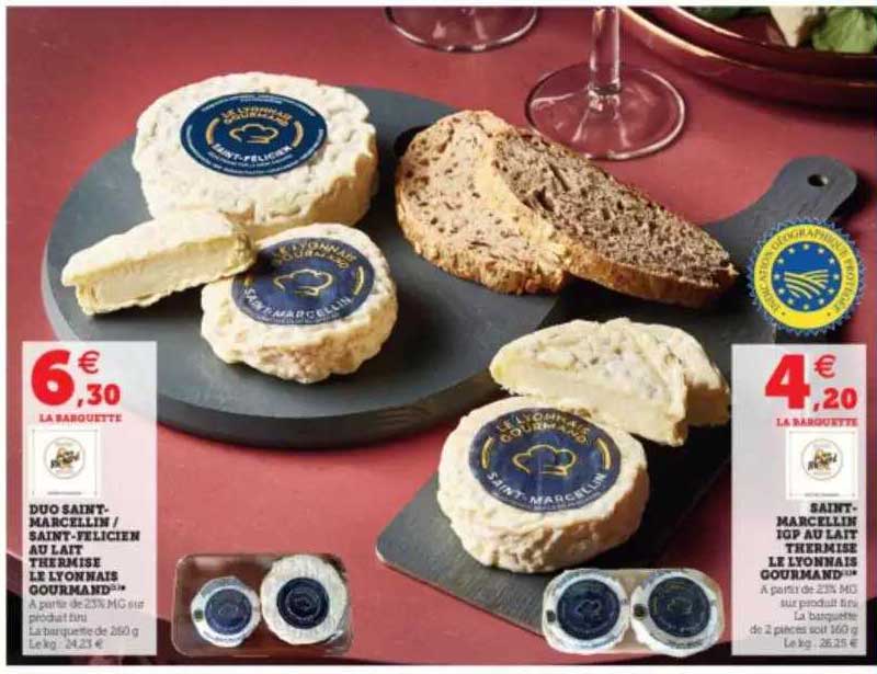 duo saint-marcellin - saint-félicien au lait thermisé le lyonnais gourmand, saint-marcellin igp au lait thermisé le lyonnais gourmand