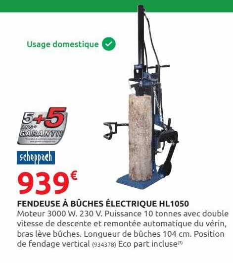fendeuse à bûches électrique hl 1050 scheppach