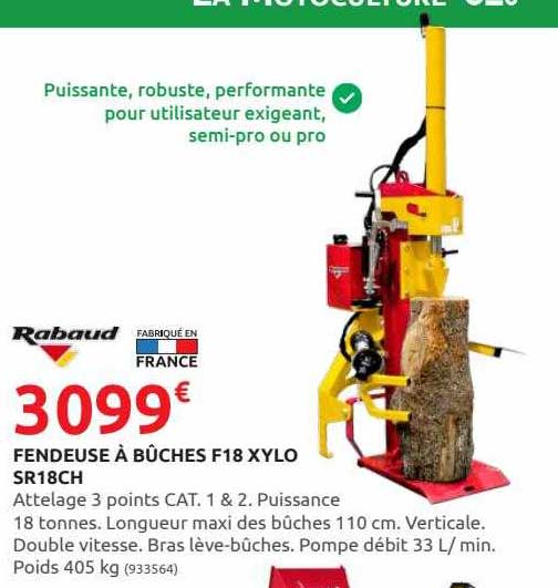 fendeuse à bûches f18 xylo sr18ch rabaud