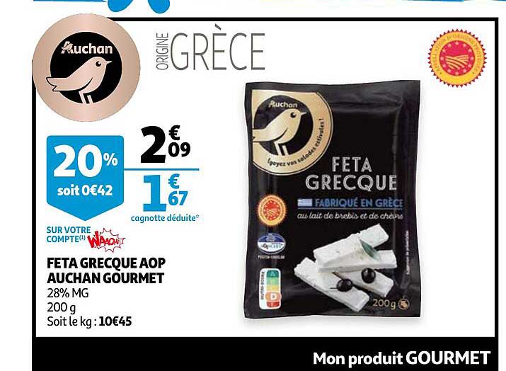 Feta Grecque Aop Auchan Gourmet