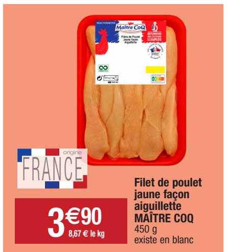 filet de poulet jaune façon aiguillette maître coq