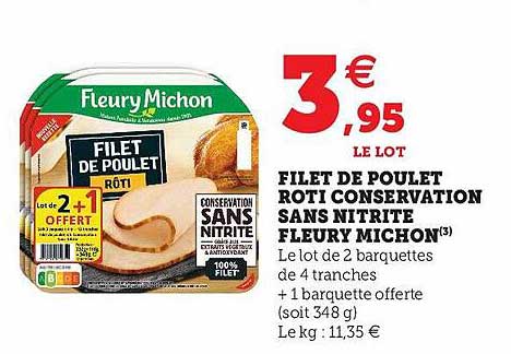 filet de poulet rôti conservation sans nitrite fleury michon