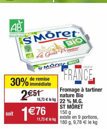 fromage à tartiner nature bio st môret